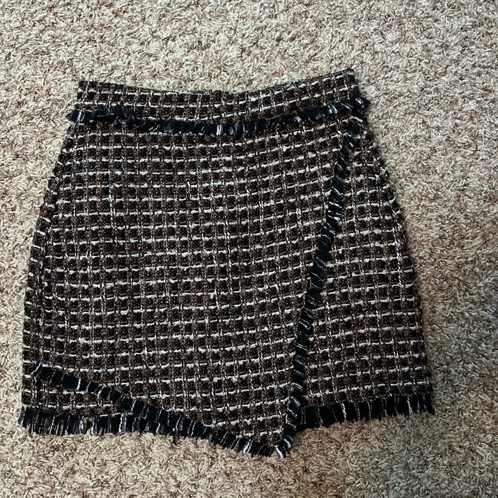 Blank NYC Tweed Mini Skirt in Black and Brown